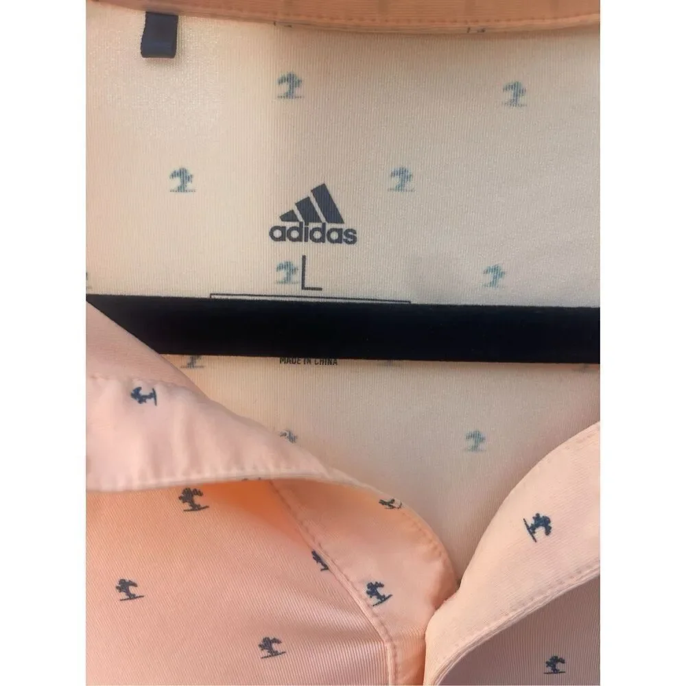 Men’s Adidas Orange Print Golf Polo Shirt Size‎ Large